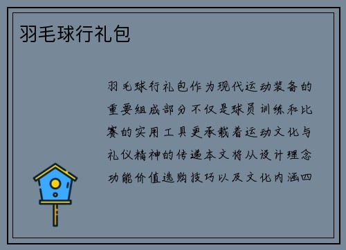 羽毛球行礼包