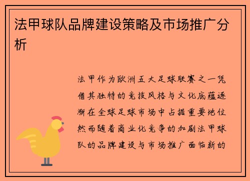 法甲球队品牌建设策略及市场推广分析